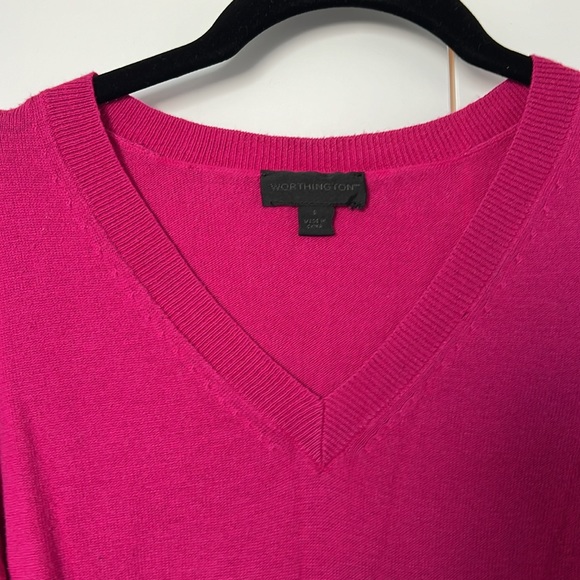 V-neck Fuschia Sweater Cardigan Top - Picture 2 of 2